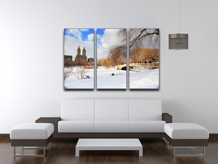 New York Manhattan Central Park panorama winter 3 Split Panel Canvas Print - Canvas Art Rocks - 3
