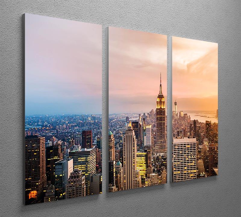 New York skyline skyscrapers at sunset 3 Split Panel Canvas Print - Canvas Art Rocks - 2