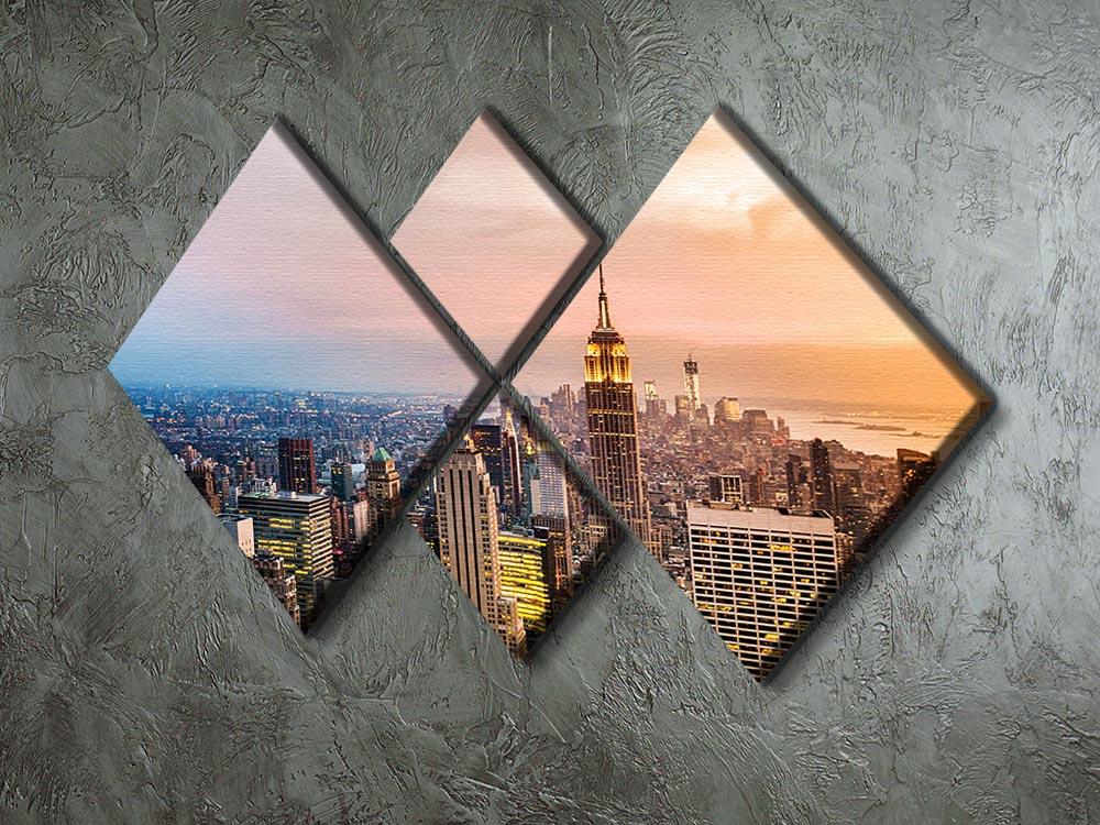 New York skyline skyscrapers at sunset 4 Square Multi Panel Canvas  - Canvas Art Rocks - 2