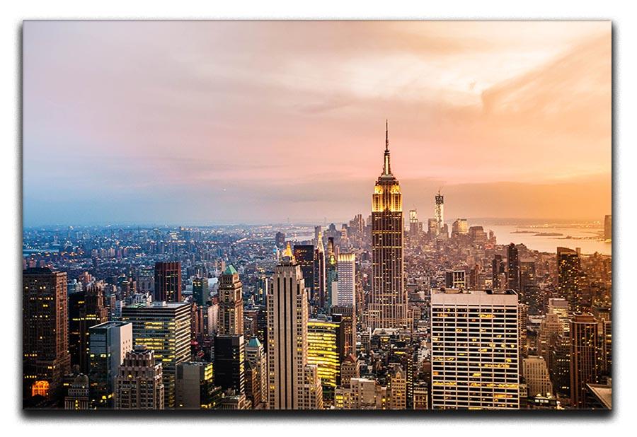 New York skyline skyscrapers at sunset Canvas Print or Poster  - Canvas Art Rocks - 1