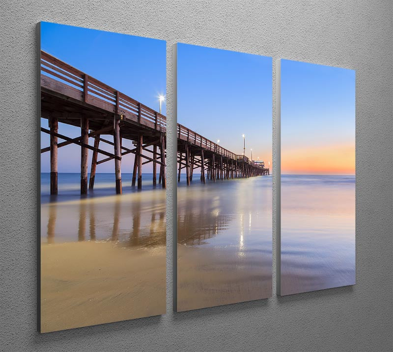 Newport Beach pier after sunset 3 Split Panel Canvas Print - Canvas Art Rocks - 2