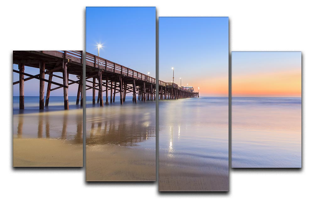Newport Beach pier after sunset 4 Split Panel Canvas - Canvas Art Rocks - 1