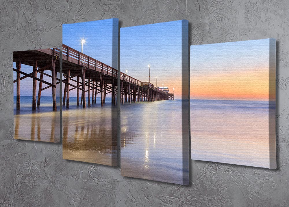 Newport Beach pier after sunset 4 Split Panel Canvas - Canvas Art Rocks - 2