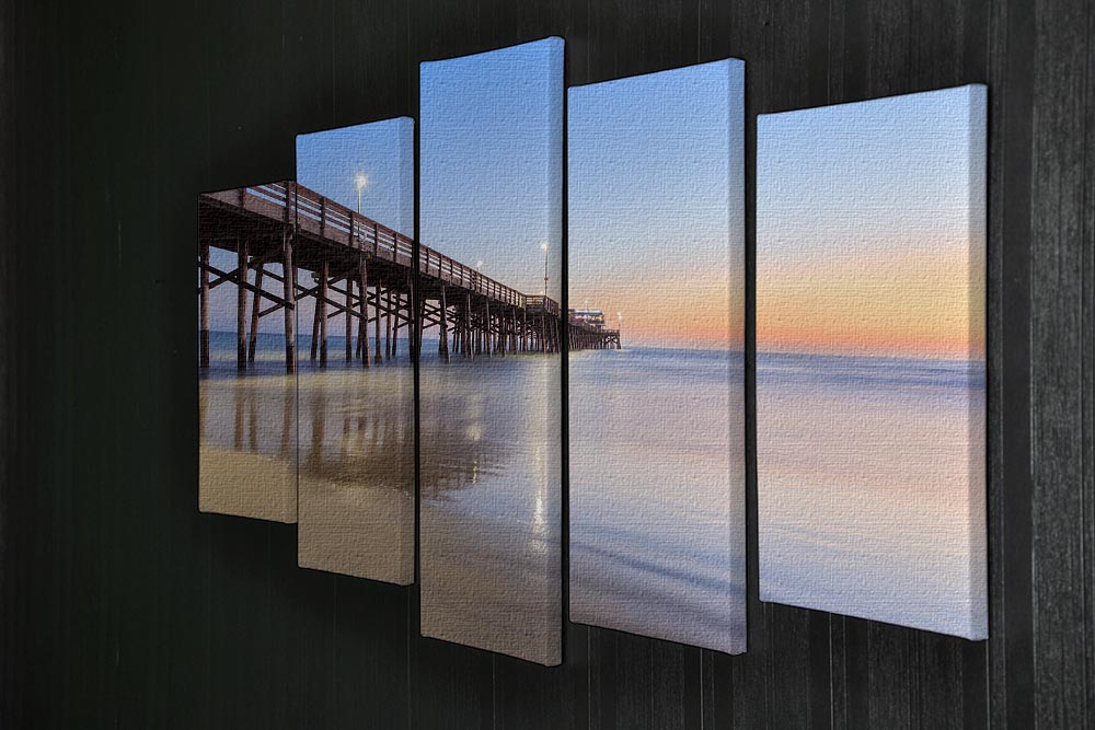 Newport Beach pier after sunset 5 Split Panel Canvas - Canvas Art Rocks - 2