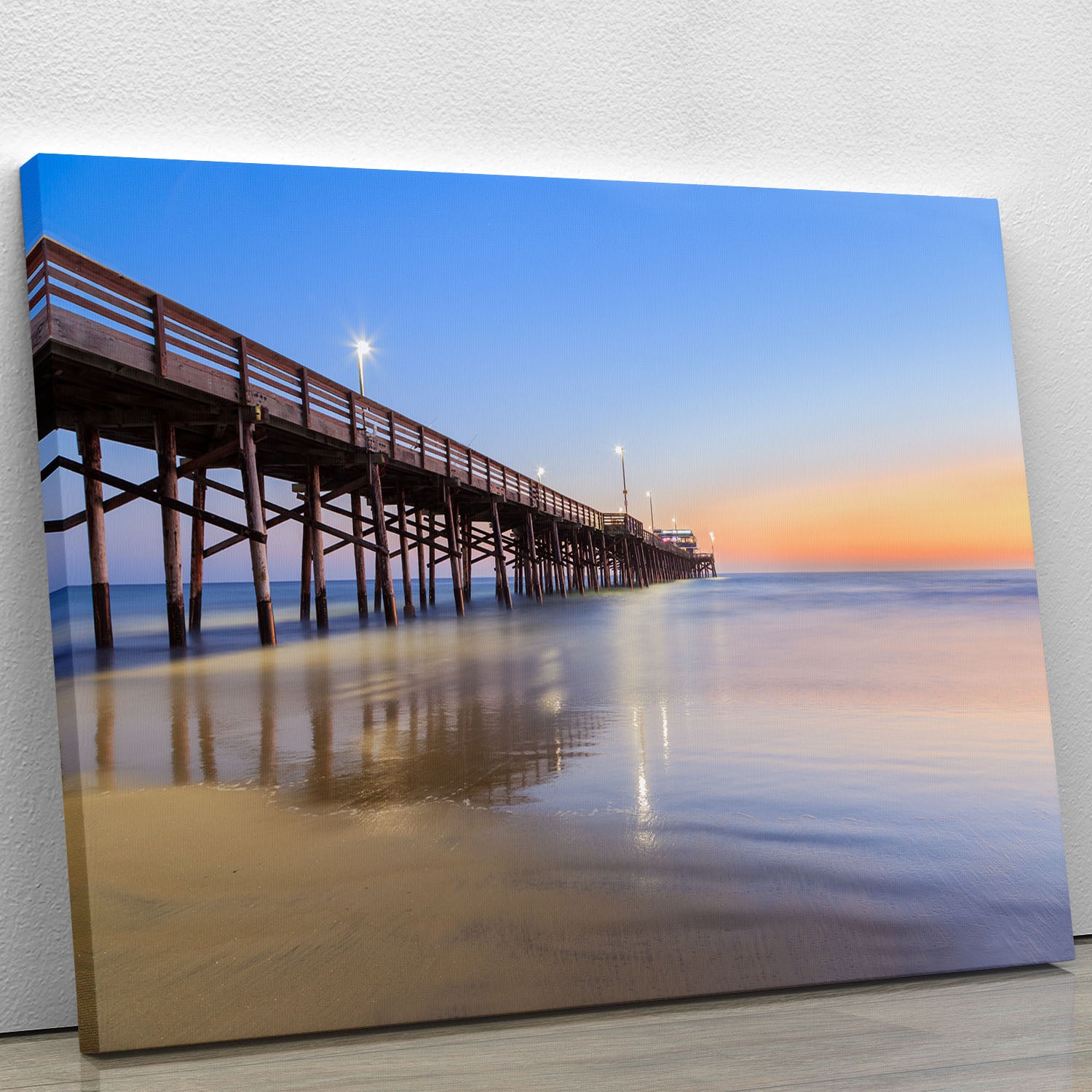 Newport Beach pier after sunset Canvas Print or Poster - Canvas Art Rocks - 1