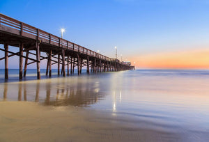 Newport Beach pier after sunset Wall Mural Wallpaper - Canvas Art Rocks - 1