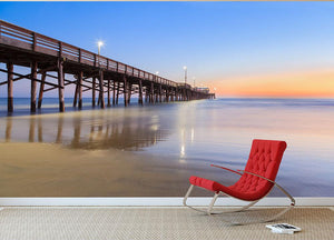 Newport Beach pier after sunset Wall Mural Wallpaper - Canvas Art Rocks - 2