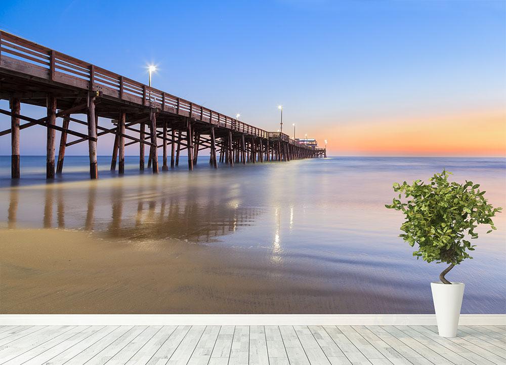 Newport Beach pier after sunset Wall Mural Wallpaper | Canvas Art ...