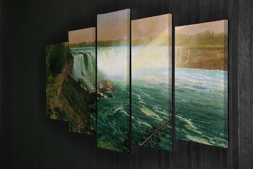 Niagra Falls by Bierstadt 5 Split Panel Canvas - Canvas Art Rocks - 2