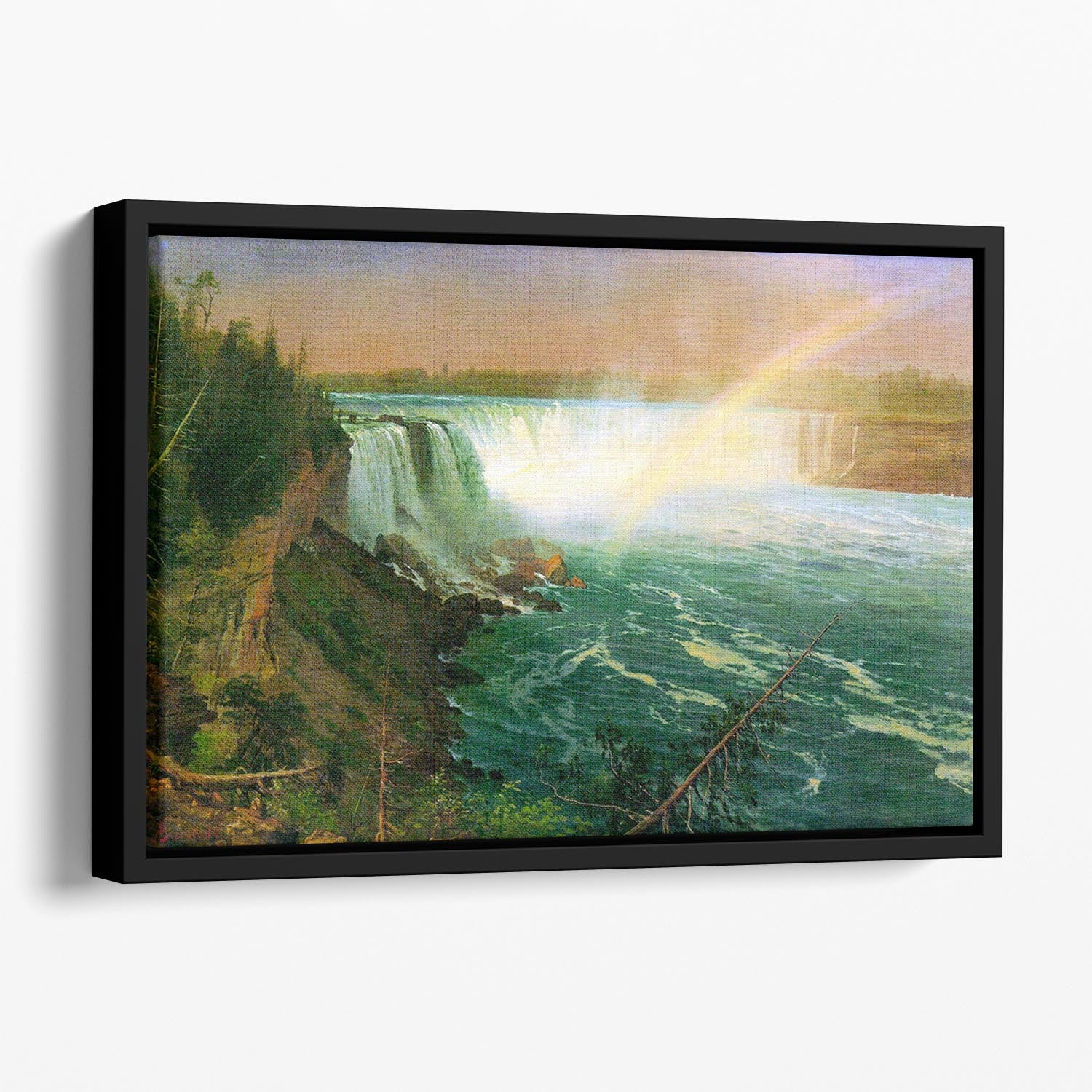 Niagra Falls by Bierstadt Floating Framed Canvas - Canvas Art Rocks - 1