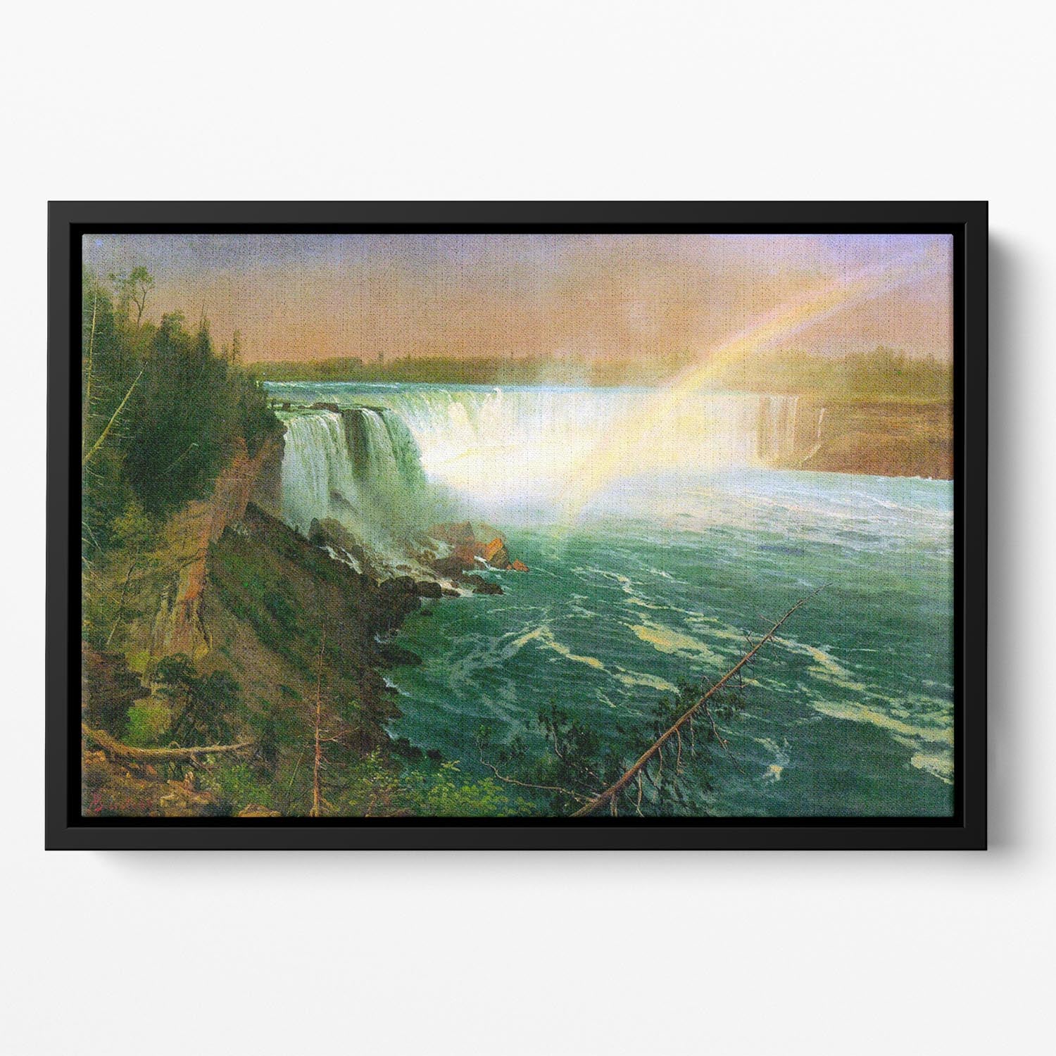 Niagra Falls by Bierstadt Floating Framed Canvas - Canvas Art Rocks - 2