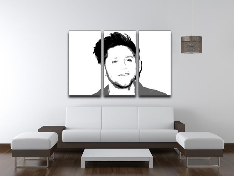 Niall Horan of One Direction Black and White Pop Art 3 Split Panel Canvas Print - Canvas Art Rocks - 3