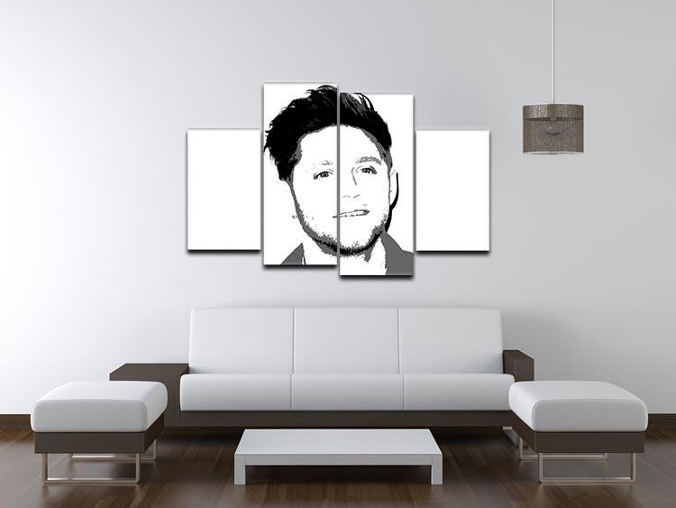 Niall Horan of One Direction Black and White Pop Art 4 Split Panel Canvas - Canvas Art Rocks - 3