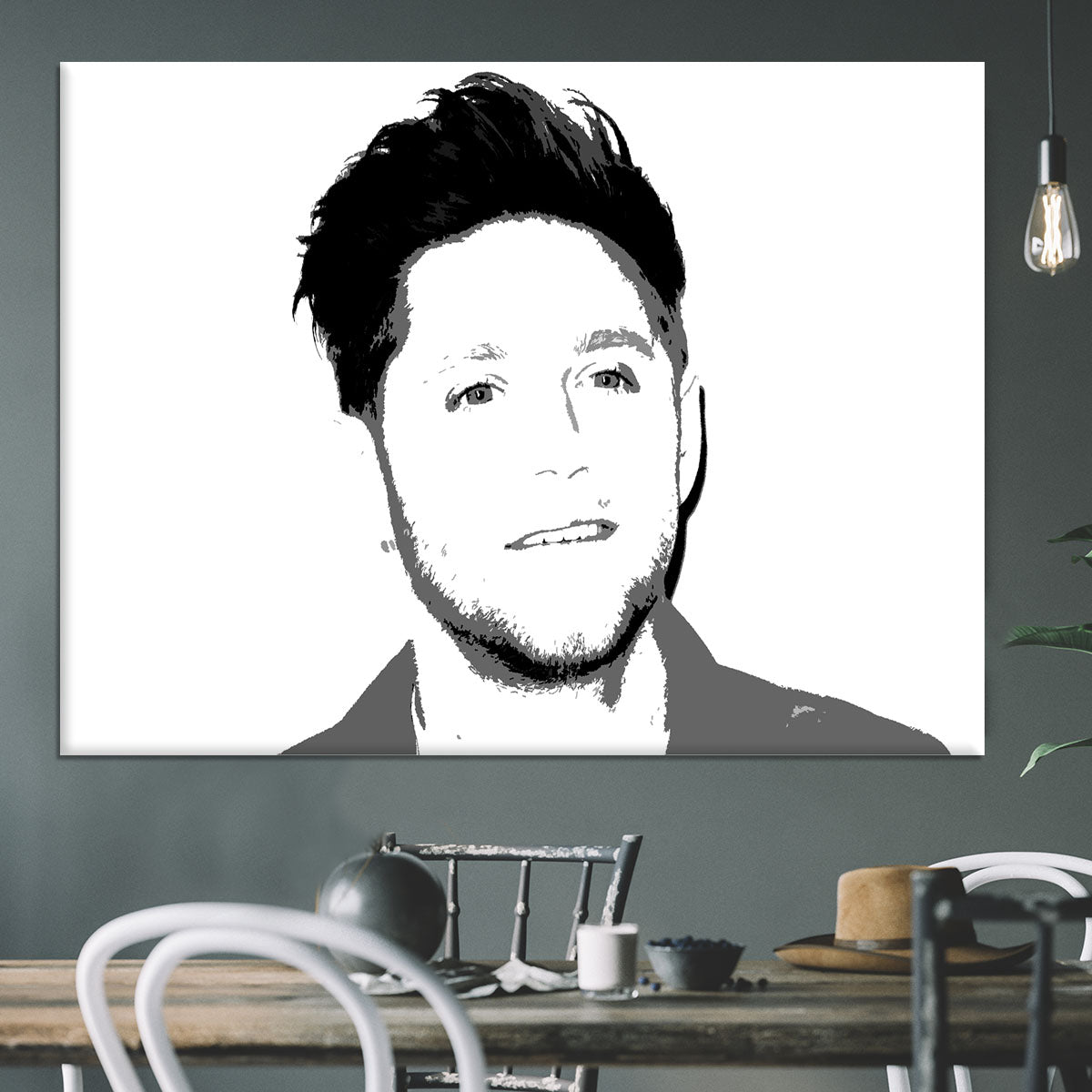 Niall Horan of One Direction Black and White Pop Art Canvas Print or Poster - Canvas Art Rocks - 3