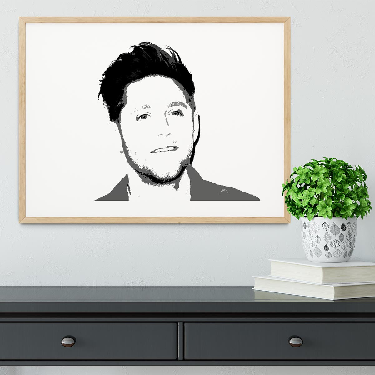 Niall Horan of One Direction Black and White Pop Art Framed Print - Canvas Art Rocks - 3