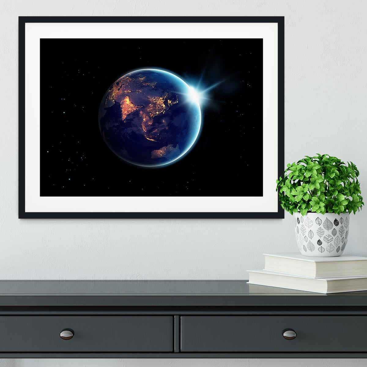 Night in planet Framed Print - Canvas Art Rocks - 1
