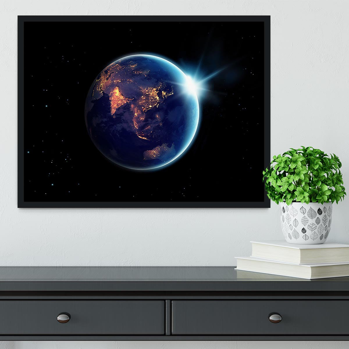 Night in planet Framed Print - Canvas Art Rocks - 2
