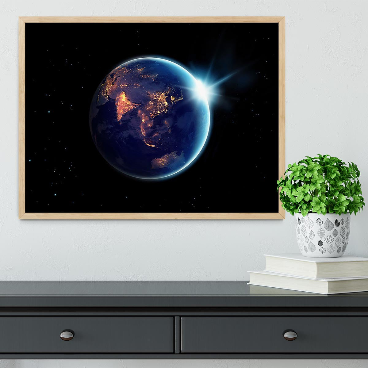 Night in planet Framed Print - Canvas Art Rocks - 4