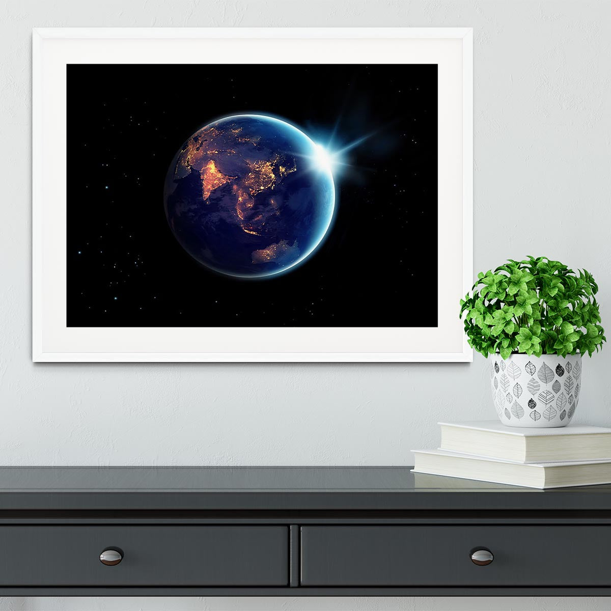 Night in planet Framed Print - Canvas Art Rocks - 5