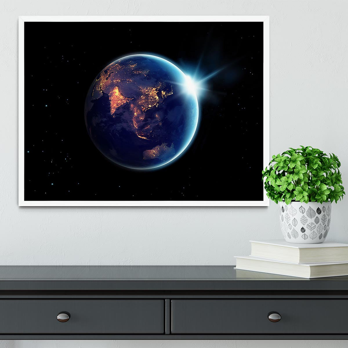Night in planet Framed Print - Canvas Art Rocks -6