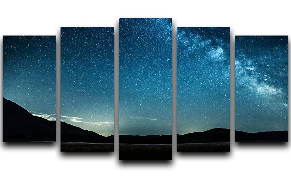 Night sky with stars milky way over mountains 5 Split Panel Canvas  - Canvas Art Rocks - 1