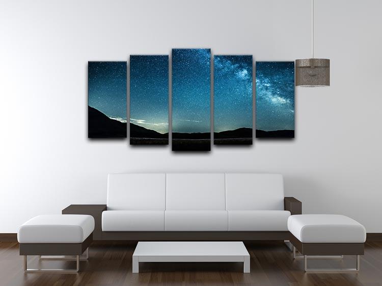 Night sky with stars milky way over mountains 5 Split Panel Canvas - Canvas Art Rocks - 3