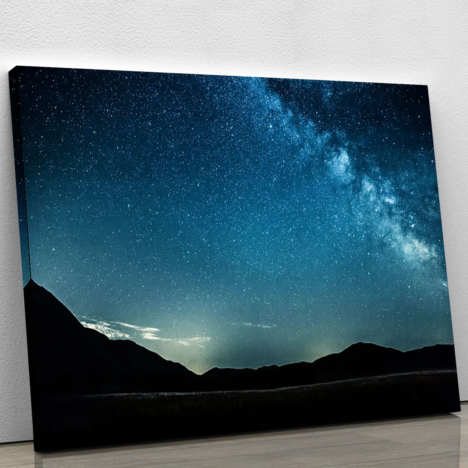 Night sky with stars milky way over mountains Canvas Print or Poster - Canvas Art Rocks - 1