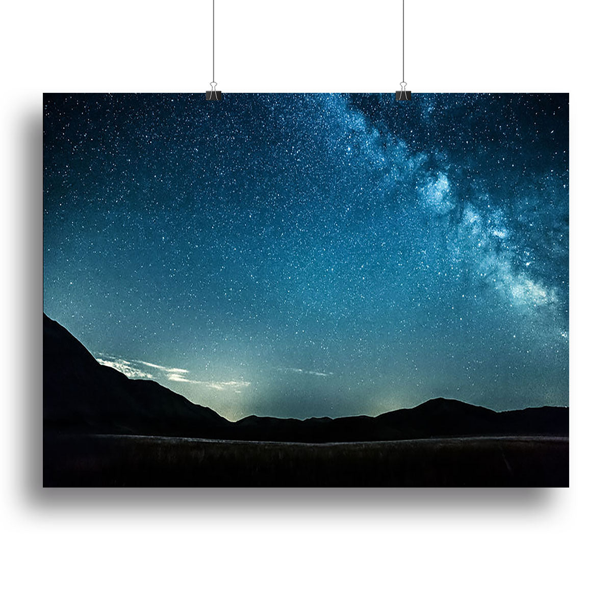 Night sky with stars milky way over mountains Canvas Print or Poster - Canvas Art Rocks - 2