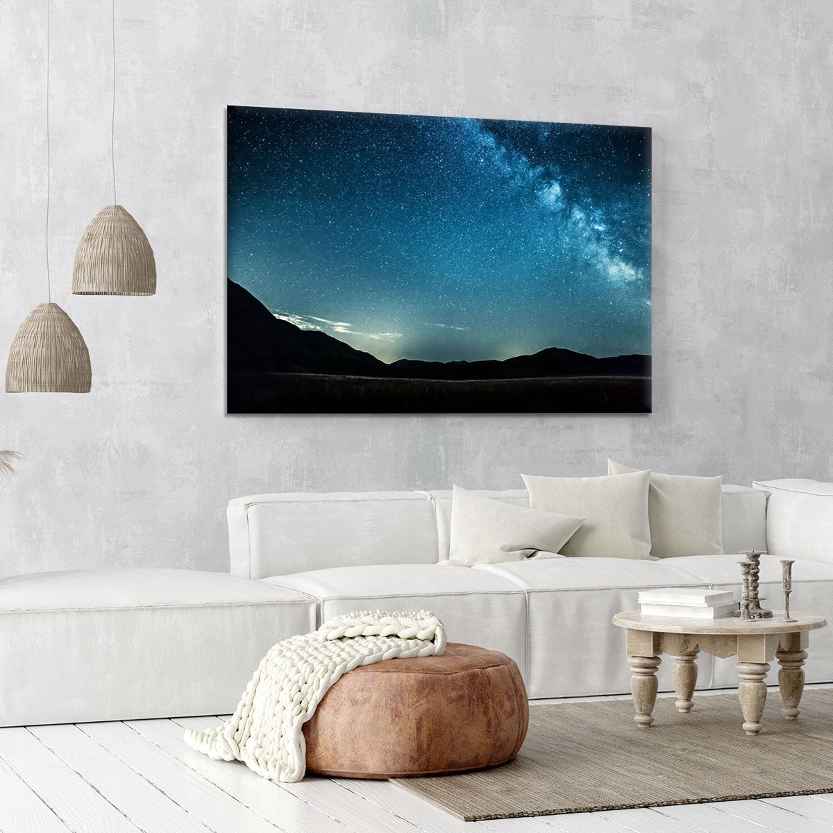 Night sky with stars milky way over mountains Canvas Print or Poster - Canvas Art Rocks - 6