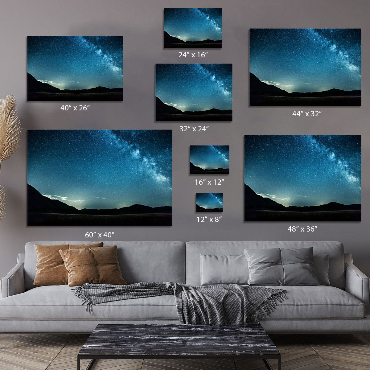 Night sky with stars milky way over mountains Canvas Print or Poster - Canvas Art Rocks - 7