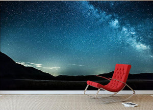 Night sky with stars milky way over mountains Wall Mural Wallpaper - Canvas Art Rocks - 2