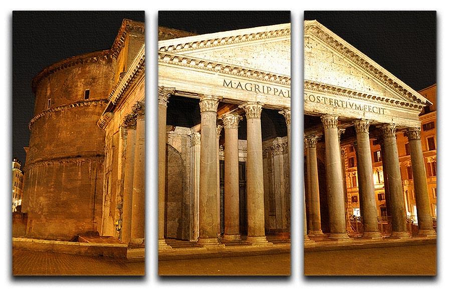Night view of Pantheon Rome 3 Split Panel Canvas Print - Canvas Art Rocks - 1