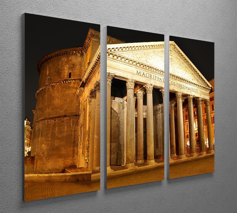 Night view of Pantheon Rome 3 Split Panel Canvas Print - Canvas Art Rocks - 2