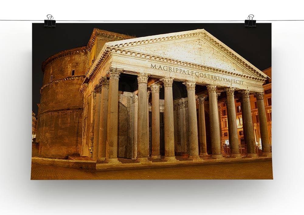Night view of Pantheon Rome Canvas Print or Poster - Canvas Art Rocks - 2