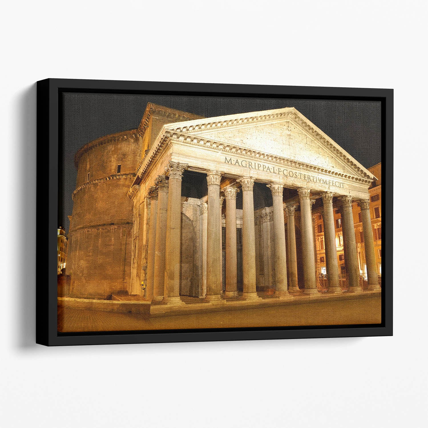 Night view of Pantheon Rome Floating Framed Canvas