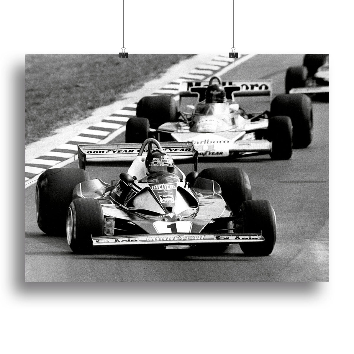 Niki Lauda leads James Hunt in the British Grand Prix 1976 Canvas Print or Poster - Canvas Art Rocks - 2