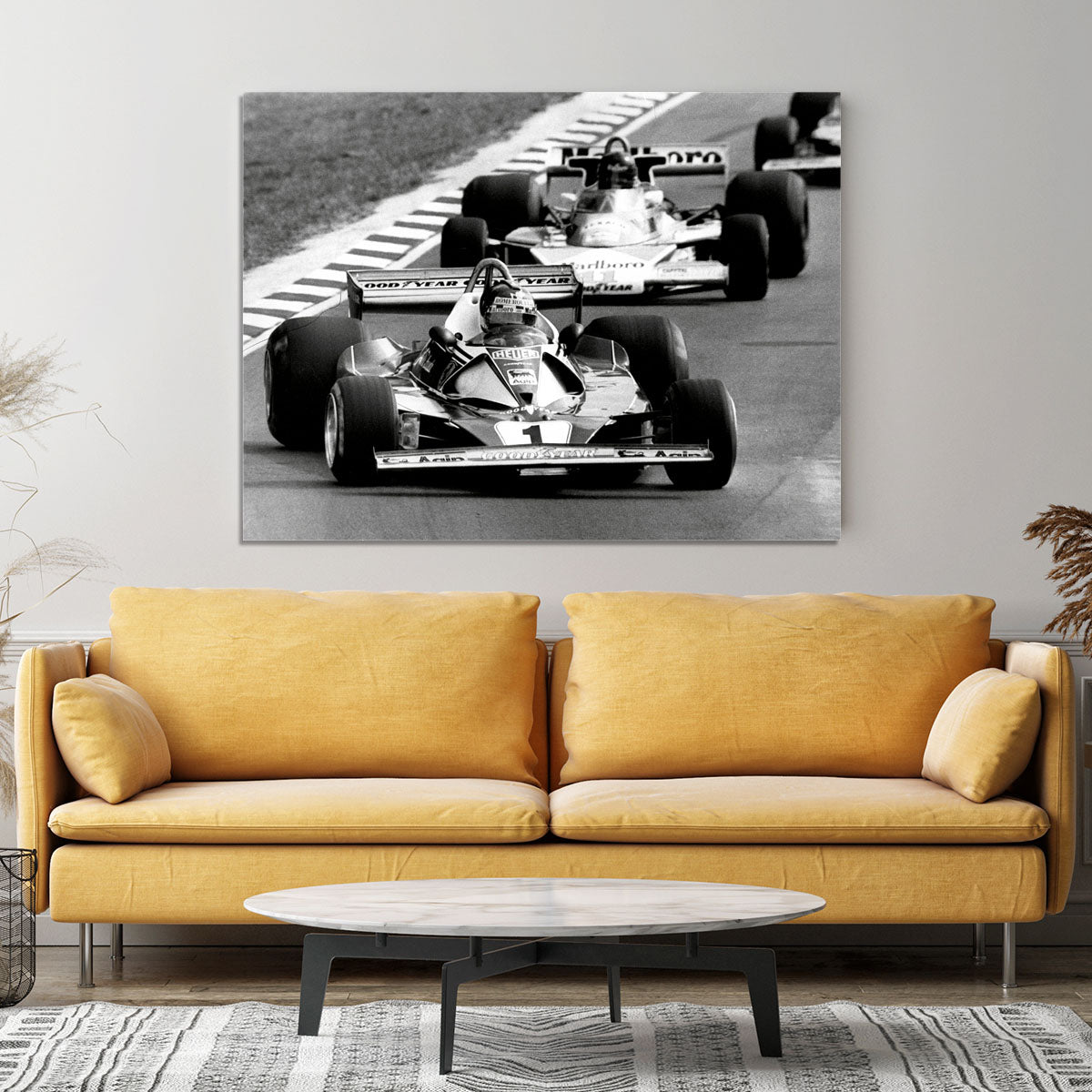 Niki Lauda leads James Hunt in the British Grand Prix 1976 Canvas Print or Poster - Canvas Art Rocks - 4