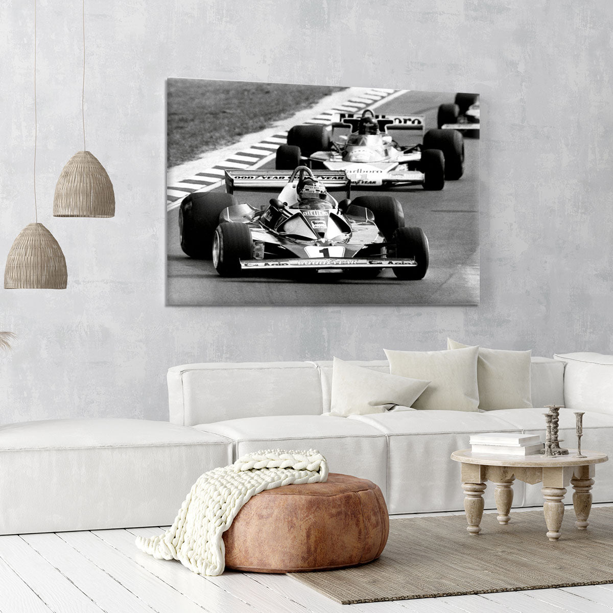 Niki Lauda leads James Hunt in the British Grand Prix 1976 Canvas Print or Poster - Canvas Art Rocks - 6