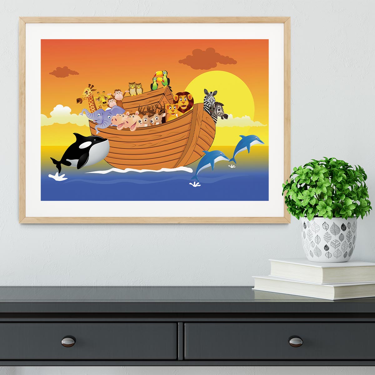 Noah Ark Whale Framed Print - Canvas Art Rocks - 3