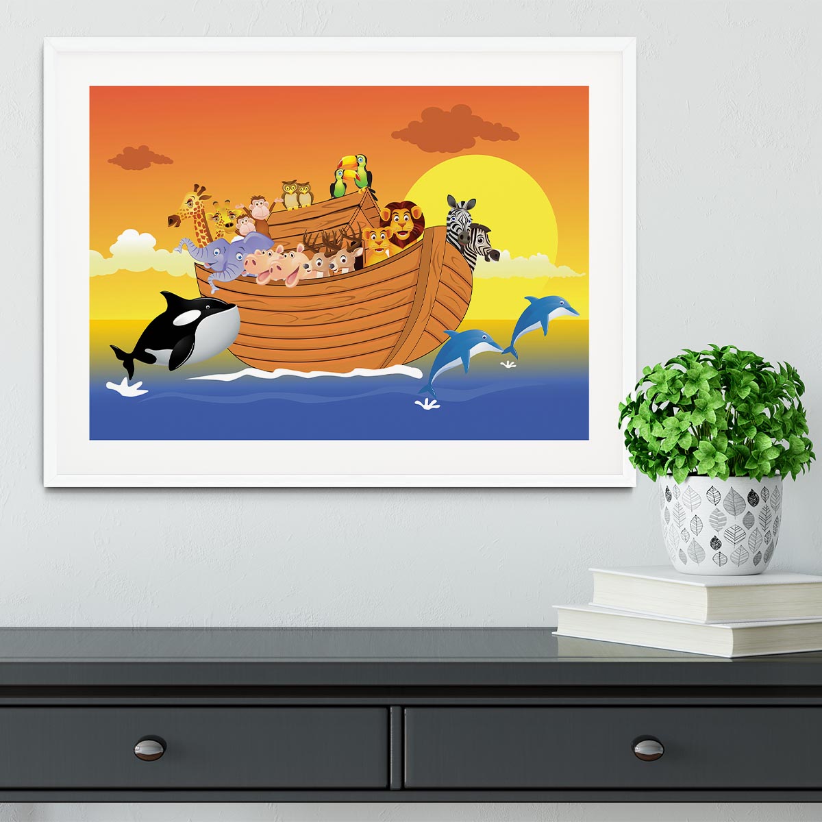Noah Ark Whale Framed Print - Canvas Art Rocks - 5