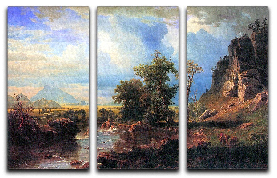 Northern fork of the Plate Nebraska by Bierstadt 3 Split Panel Canvas Print - Canvas Art Rocks - 1