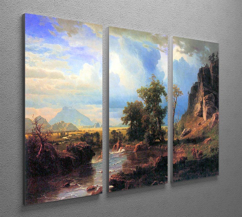 Northern fork of the Plate Nebraska by Bierstadt 3 Split Panel Canvas Print - Canvas Art Rocks - 2