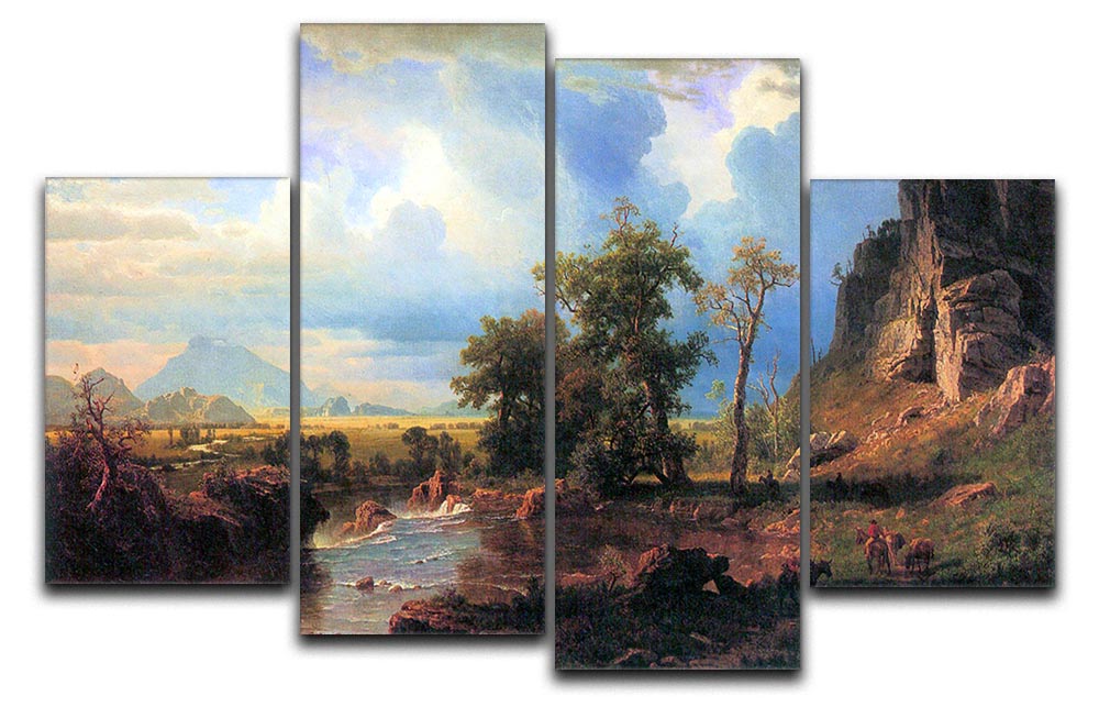 Northern fork of the Plate Nebraska by Bierstadt 4 Split Panel Canvas - Canvas Art Rocks - 1
