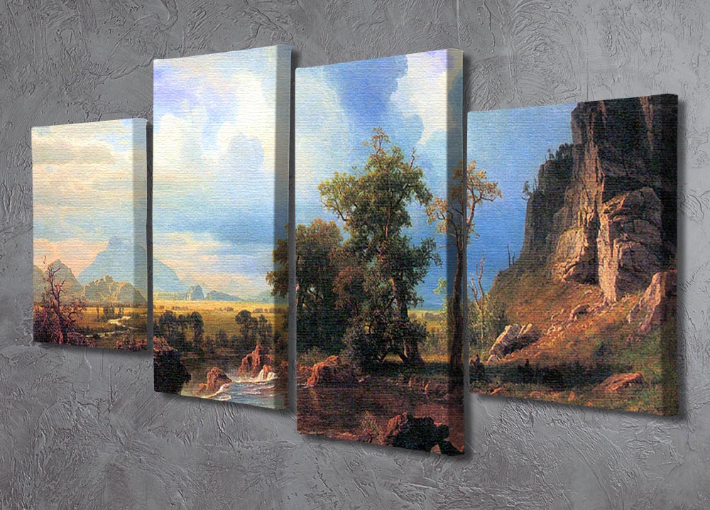 Northern fork of the Plate Nebraska by Bierstadt 4 Split Panel Canvas - Canvas Art Rocks - 2