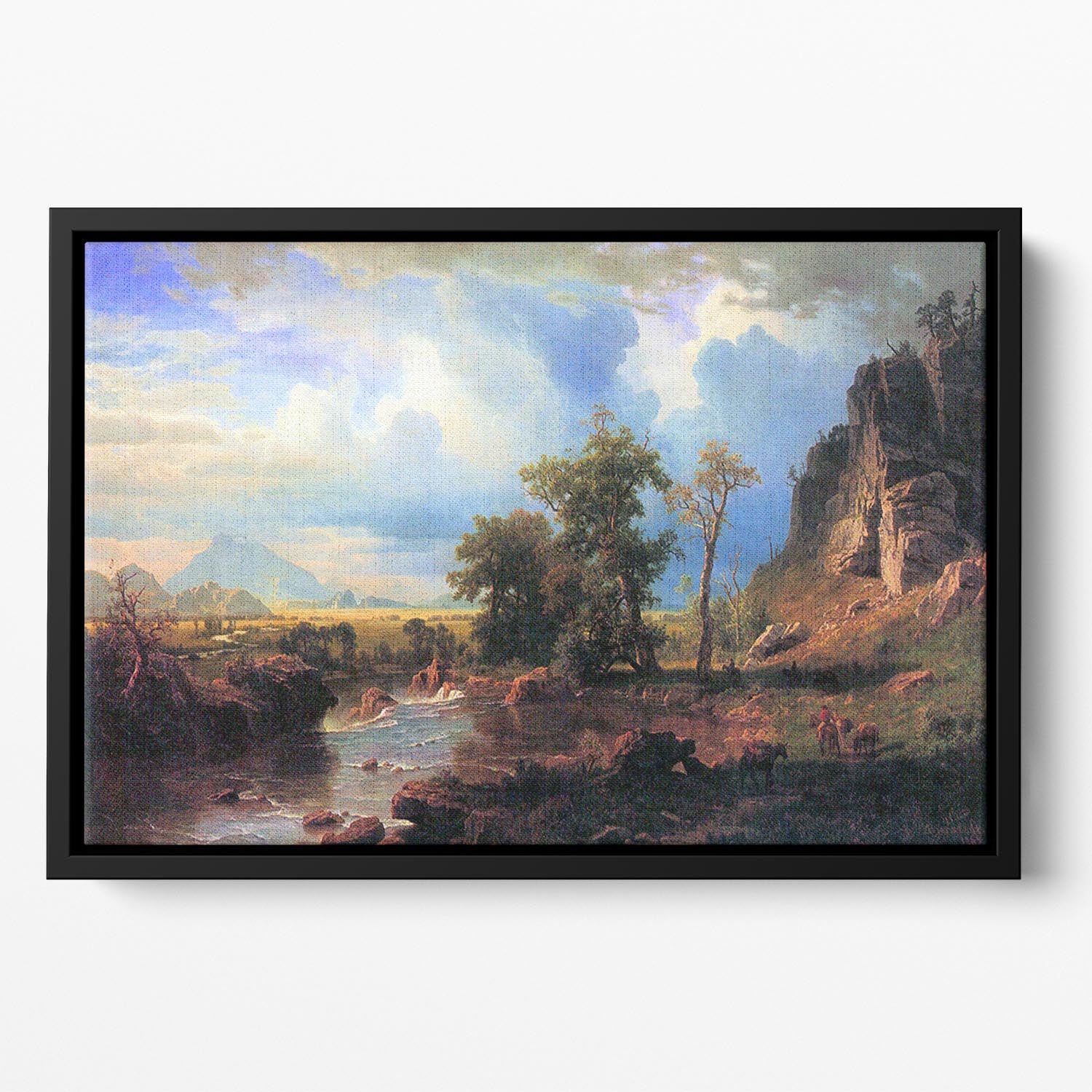 Northern fork of the Plate Nebraska by Bierstadt Floating Framed Canvas - Canvas Art Rocks - 2