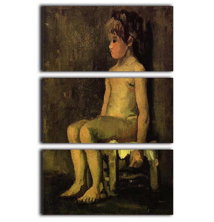 Nude Study of a Little Girl Seated by Van Gogh 3 Split Panel Canvas Print - Canvas Art Rocks - 1
