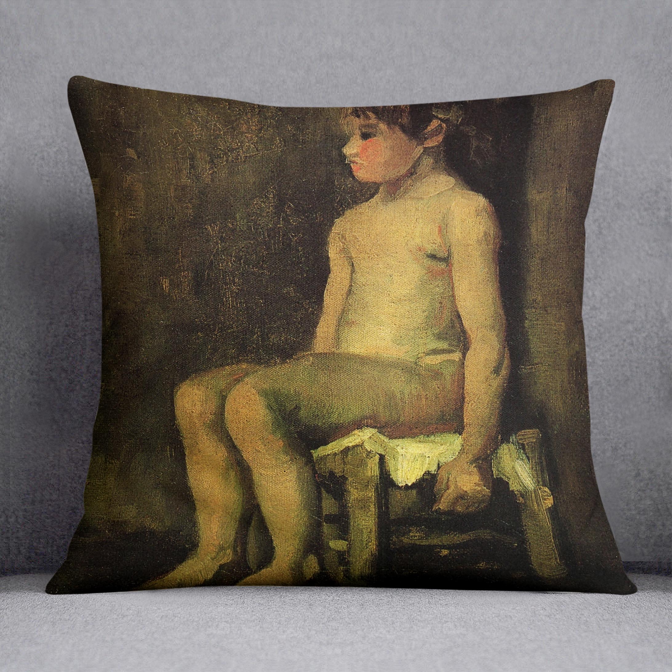 Nude Study of a Little Girl Seated by Van Gogh Cushion