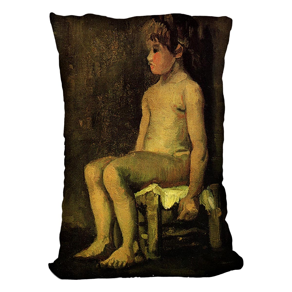 Nude Study of a Little Girl Seated by Van Gogh Cushion