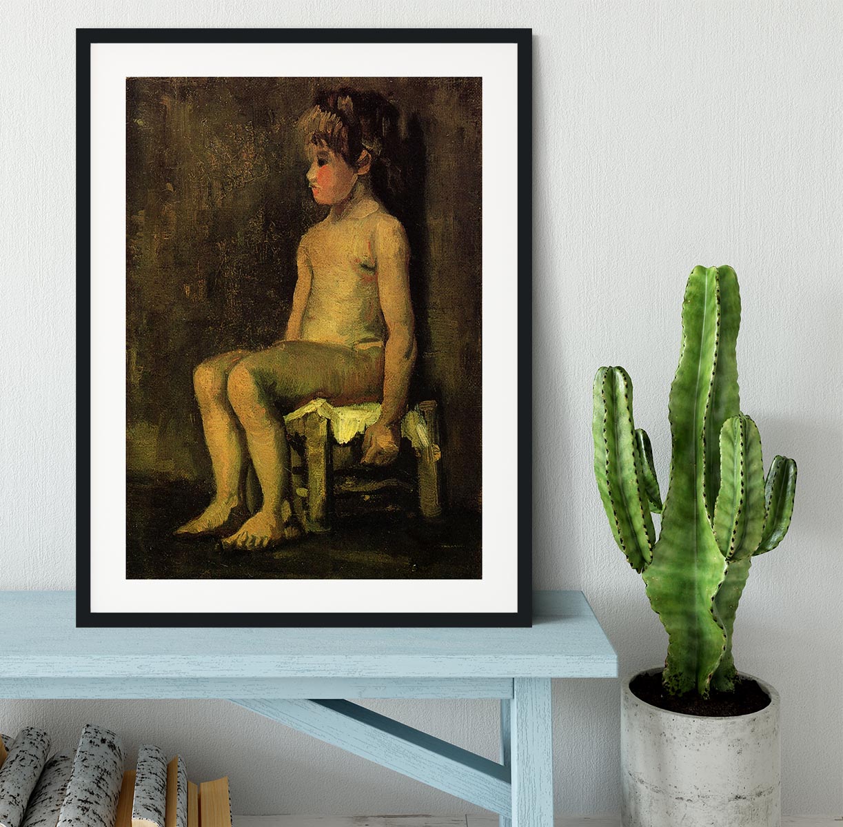 Nude Study of a Little Girl Seated by Van Gogh Framed Print - Canvas Art Rocks - 1