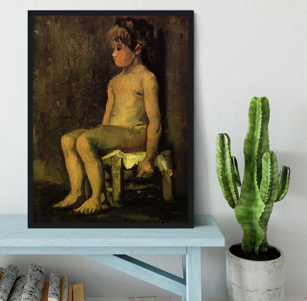 Nude Study of a Little Girl Seated by Van Gogh Framed Print - Canvas Art Rocks - 2